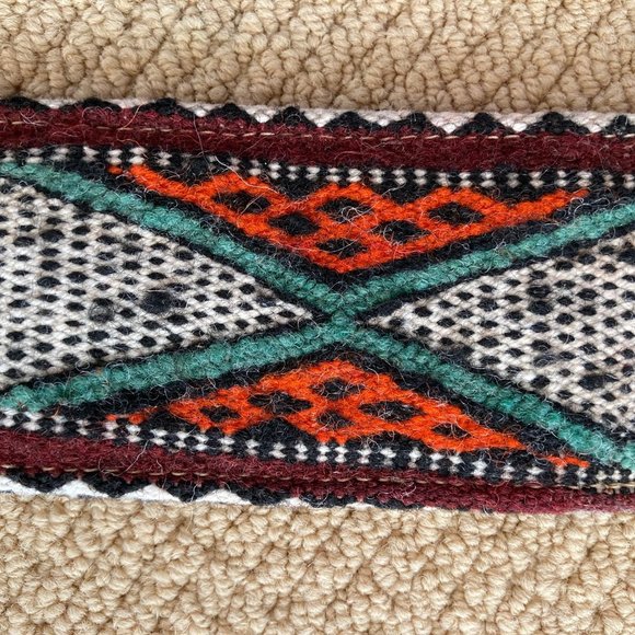 Anthropologie Double Buckle Western Cinch Belt Sz M Brown Leather, Woven Fabric main image 16